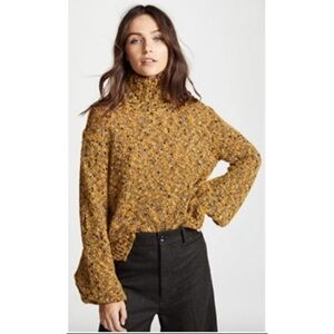 A.L.C. Medium Yellow Black Sumner Wool Turtleneck Sweater